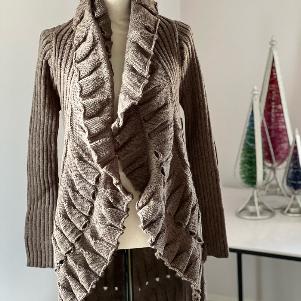 Ruffled Brown Women's Sweater